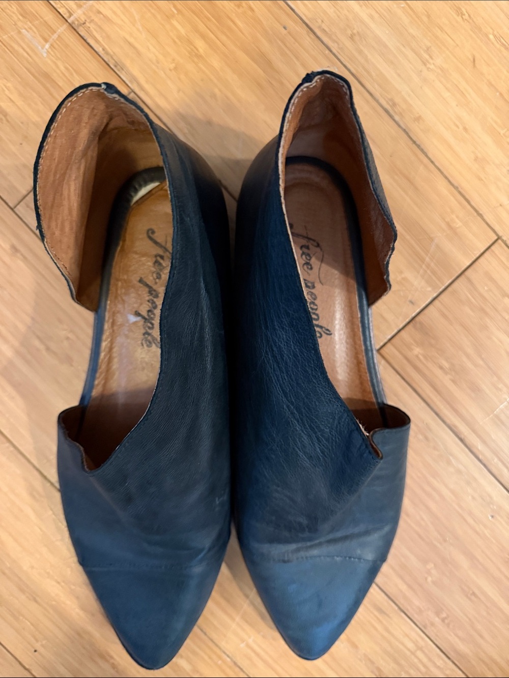 Free People Pointed Toe Slip-On Flats in Black